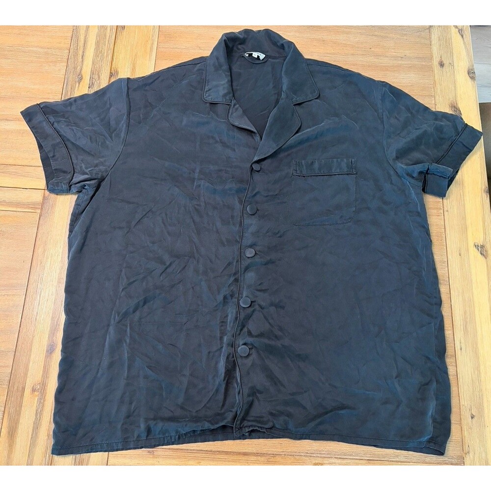 LILY SILK Men's 100% Silk Pajama Shirt Black Sz 3XL Luxurious Hefner Style